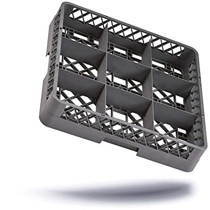 Kerafactum® - Spülkorb Korb mit 9 Feldern für Gläser und Tassen für die Gastro Spülmaschine Spülmaschinenkorb universal aus Kunststoff 50x50 cm grobmaschig und erweiterbar - all purpose rack