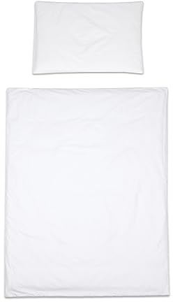 Baby Comfort 2 Piece Duvet Cover & Pillowcase Bedding Set 150x120 cm for Toddler Junior Cot Bed 12M+ (White)