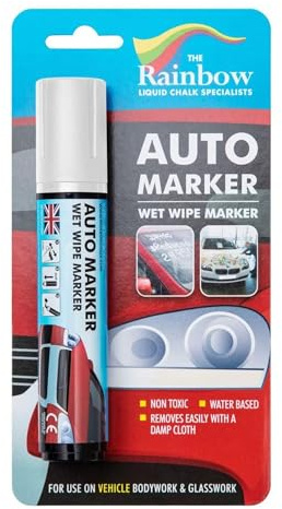 Window Markers for Glass Washable Car Window Paint Pen- Dry Erase Liquid Chalk Marker Car Decorations on All Surfaces, Tire, Windshield - Auto Marker, Autowriter, Rain Resistant (White, Jumbo Tip)