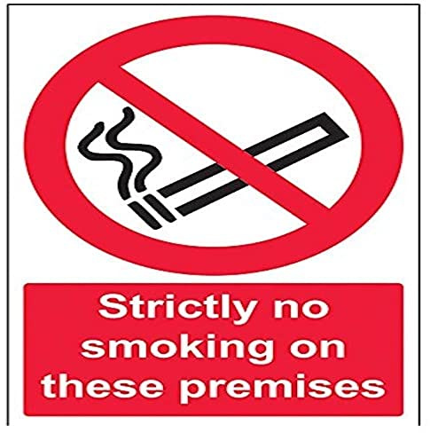 vsafety 57031 au-r Strictly cartello divieto Vietato fumare in questi locali, Plastica rigida, ritratto, 200 mm x 300 mm, colore: nero/rosso