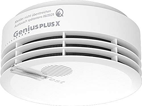 Hekatron Rilevatore di fumo Genius PLUS X - Rilevatore di incendio collegabile via radio opzionale LED multicolore e supportato da app - bianco, 1 pezzo