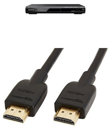 Sony DVPSR760HB.CEK DVD Player - Black & Amazon Basics High-Speed 4K, Ultra HD, HDMI 2.0 Cable - 0.9m / 3 Feet (Latest Standard) Supports Ethernet, 3D, Audio Return