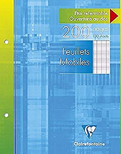 Clairefontaine 1351C - Packung mit 5 Mappen à 100 Ringbucheinlagen 17x22 französische Lineatur,90g, 2-fach gelocht, ideal für Ringbücher, 1 Pack