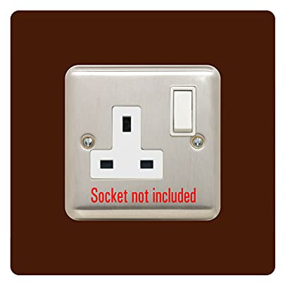 Single Socket Surround | Square | Acrylic Back Panel or Finger Plate | Light Switch Plug, Colour:Brown