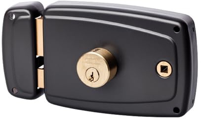 Vachette Serrure en applique horizontale à fouillot Gauche, Série PS, pour Porte d'Entrée - 674BQ60/SC G - Sûreté à cylindre 5 goupilles, Axe à 60 mm, Utilisation avec poignée carré 6mm, 3 Clés, Gris