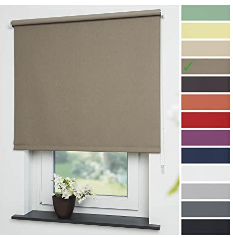 Liedeco® Rollo, Fenster Rollo, Kettenzug-Rollo / 202 x 180 cm (Breite x Höhe), caffee/Verdunkelnd, Blickdicht/viele Farben, Größen und Typen/Breiten 60-200 cm/Variable Montage möglich