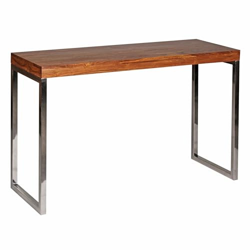 Wohnling Konsolentisch Guna 120x45x76 cm Sheesham Massivholz Metallbeine | Konsole im Landhausstil bis 50 kg, Flurtisch massiv Natur, handgefertigtes Unikat, Anrichte schmal für Flur