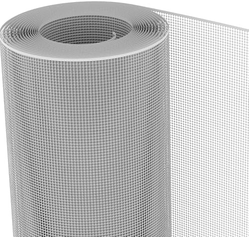 TENAX Filet en Plastique Quadra 05 Argent 1,00x5 m, Filet de Protection Multi-Usages pour Balcons, Terrasses, Portails et Clôtures