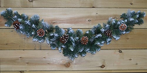 90cm (3ft) Frosted Glacier Christmas Swag with Pine Cones
