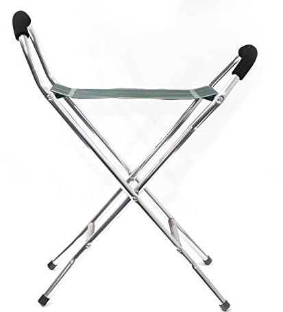 Leisurewize Walking Stick Folding Stool & Chair, Lightweight Alloy Frame