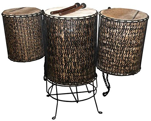 Doun Doun Ø 45 x 60 cm aus Bambus mit Ziegenfell bespannt Trommel Percussion Konzert eine Basstrommel incl. 2 Sticks