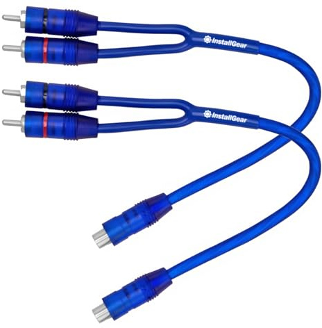 InstallGear 2 Pack, 1ft Shielded RCA Y Splitter Adapter - 1 Female to 2 Male RCA Cables, Durable Oxygen-Free Copper Wire for Car Audio, Speakers, and Home Systems