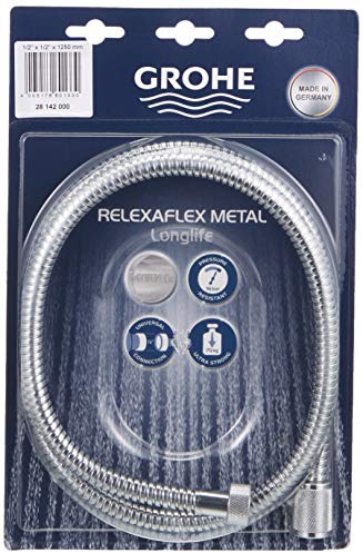 Grohe Relexaflex Metall Longlife Brausen und Duschsysteme (Metallbrauseschlauch 1250) chrom, 28142000 1,25 m