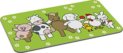 Emsa 509712 Brettchen für Kinder, Farmmotiv, 23.5 x 14.5 cm, Grün/Bunt, Farm Family