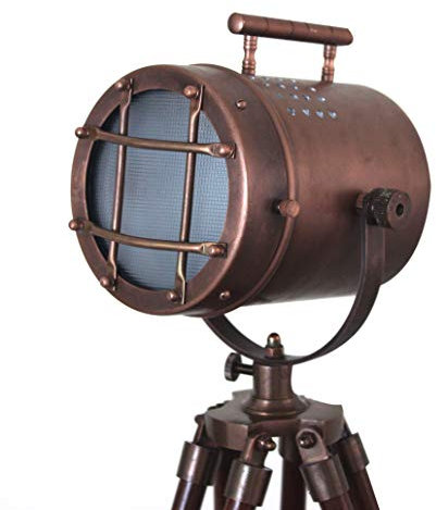 Lámpara de sobremesa decorativa, estilo náutico vintage, estilo de la Armada Real, trípode de madera, ideal escritorio, decoración marina, réplica 2017.