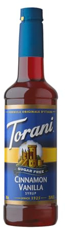 Torani - Zimt Vanille/Cinnamon Vanilla Sirup ohne Zucker (750 ml), zuckerfreier Getränke- & Kaffee-Sirup mit natürlichen Aromen