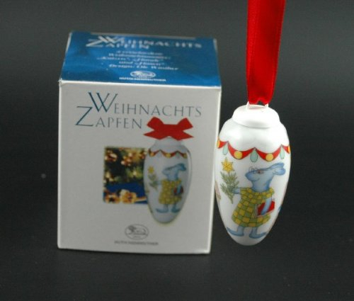 Hutschenreuther Porzellan Mini-Zapfen Hasen, Baumschmuck, Anhänger, Weihnachten, Baumanhänger