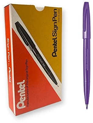 Pentel S520-V Sign Pen fiberpenna, 0,8 mm linjetjocklek, violett, 12-pack
