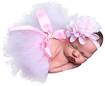 Pink, Newborn Baby Tutu Clothes Skirt Headdress Flower Photo Photography Prop Outfit