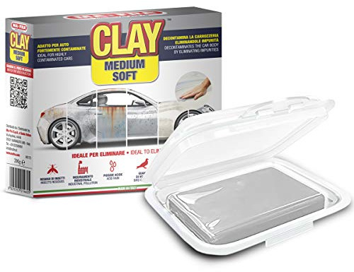 MAFRA, Clay Bar Medium Soft, Pasta in Argilla Decontaminante Carrozzeria Auto, Elimina Impurità per una Finitura Liscia e Brillante, Ideale per Auto Fortemente Contaminate di Colore Chiaro, 200gr