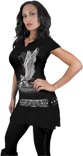 Spiral Women's Enslaved Angel - Stud Waist Mini Black Dress, Black, XL UK