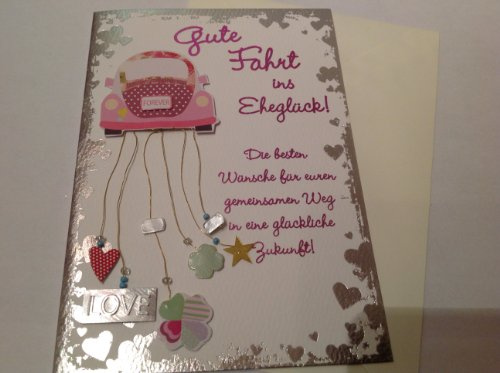 Depesche 3003.044 Glückwunsch-Karte zur Hochzeit, elegante Hochzeitskarte mit passendem Spruch, ohne Innentext, inkl. Umschlag, 17,5 x 12,5 cm