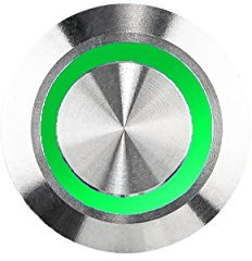 HUBER Botón de timbre LED, acero inoxidable - Interruptor de timbre, timbre, color de luz verde, IP65, redondo