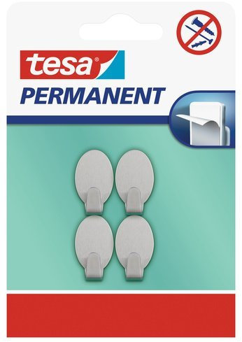 Tesa permanente gancio ovale metallo, grigio, 666100000000