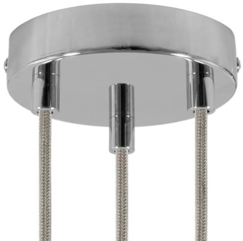 creative cables - Zylindrischer 3-Loch-Lampenbaldachin Kit aus Metall - Zylindrisch, Chrom