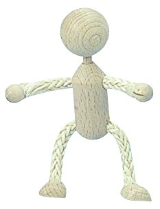 Rayher Figurine en bois et sisal, nature, 1 pce, 10cm, bras et jambes flexibles, unisexe, à personnaliser, maison de poupée, crèche de Noël -6129700, Blanc.