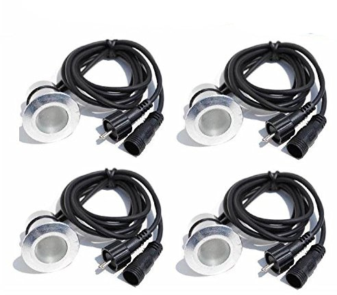 4 Compact/Small White LED Lights Deck Yard Garden Patio Stairs Landscape Outdoor Light Emitting Diode Installation Kit.