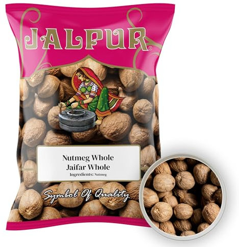 Jalpur millers nutmeg whole 100g – Premium Quality Aromatic Nutmeg Spice – Dried Whole Nutmeg Seeds for Cooking, Baking, curries, desserts, and Beverages – Supari Alternative – Handpicked & Fresh