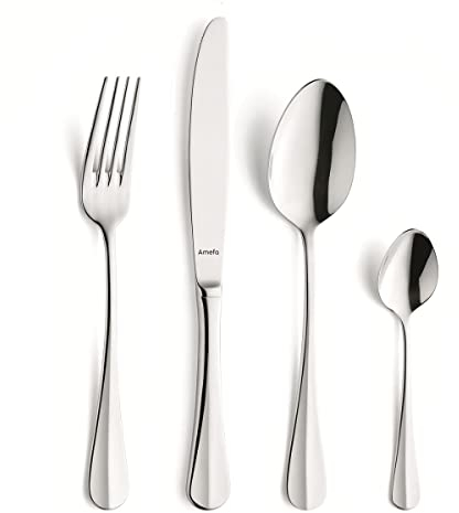 Amefa BAGUETTE Besteck Set für 6 Personen, Essbesteck 24 teilig, Edelstahl poliert & rostfrei, spülmaschinenfest, Tafelbesteck