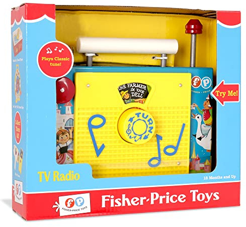 Basic Fun Jouet TV Radio, Fisher Price Classics, 1703, Jouet Interactif pour Bébé, pour Les Jeux de Rôle et D'Imitation, pour Les Garçons et Les Filles à Partir de 18 Mois
