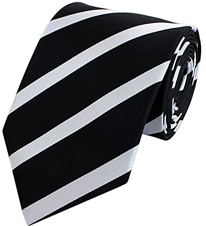 Fabio Farini - Herren gestreifte Krawatte in 8cm Breite, Schlips klassisch Robuste Pflegeleichte Mikrofaser für alle Anlässe wie Hochzeit, Beerdigung, Konfirmation oder Business Schwarz Weiß Breit