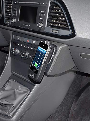KUDA Handyhalterung passend für Seat Leon ab 2013 - Telefonkonsole für Smartphones, Handy, Navi und mehr - Kunstlederkonsole, schwarz, 079105