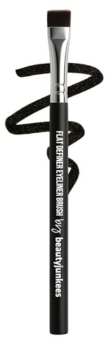 Beauty Junkees Flat Eyeliner Brush - Professional Precision Makeup Brush for Sharp Eye Liner, Eyebrow Shaping & Concealer Application