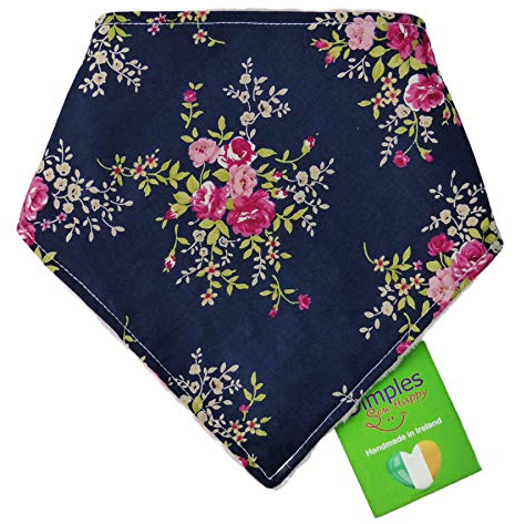 Dimples Hundehalstuch - Romantik Rosen Nachtblau - Halstuch für kleine mittlere und Grosse Hunde Welpen und Katzen - Hunde Besitzer Geschenk - Handgemachtes Hunde Accessoire 25cm