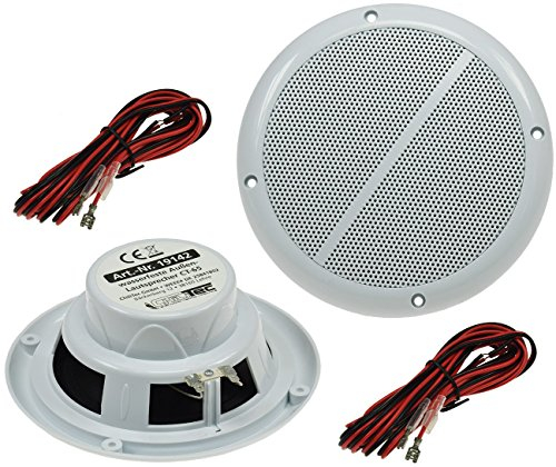 Altoparlanti esterni da 165 mm/6,5, 100 Watt, coppia di altoparlanti da incasso per parete e soffitto, IP44, adatti per interni ed esterni, 2 pezzi, colore bianco