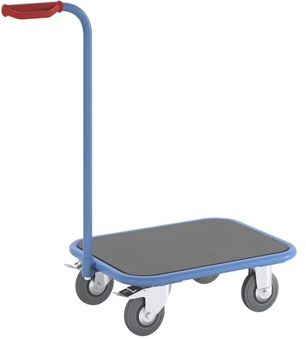 eurokraft pro | Griffroller | Tragfähigkeit 250 kg, 1 Ladefläche, LxB 600 x 450 mm, lichtblau