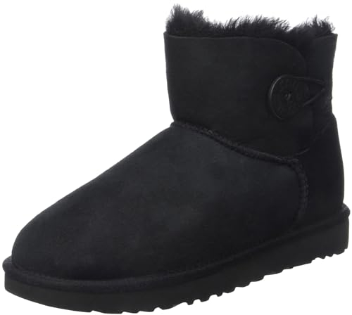 UGG Female Mini Bailey Button II Classic Boot, Black, 3 (UK)