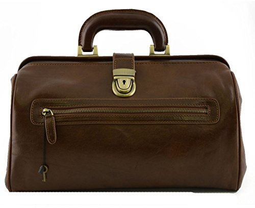 Dream Leather Bags Made in Italy toskanische echte Ledertaschen Echtes Leder Arzttasche Mit Verderfach Farbe Braun - Italienische Lederwaren - Aktentasche