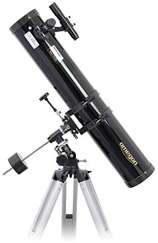 Omegon Teleskop N 114/900 EQ-1 | Spiegelteleskop Einsteiger | Parallaktische EQ-1 Montierung | präzise Nachführung | Dreibeinstativ | für Mond & Planeten | Teleskop für die ganze Familie