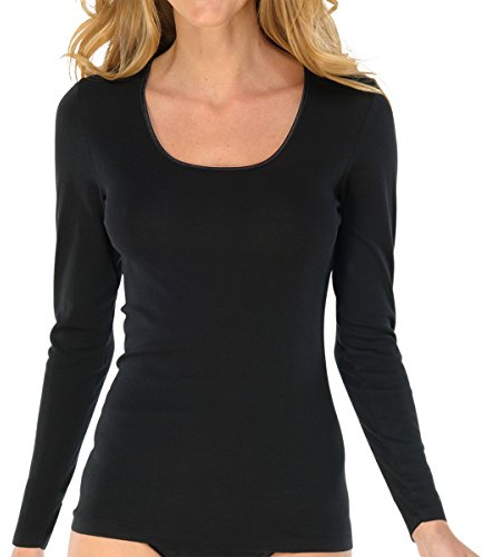 Schiesser Damen Spenzer langarm Unterhemd - Luxury Baumwolle