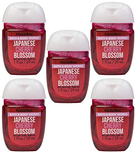 Bath & Body Works Japanese Cherry Blossom 5-Pack PocketBac Sanitizers Anti-Bacterial Hand Gel 1 Fl Oz