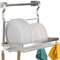 TQVAI Escurridor de Platos de Acero Inoxidable con Barra de Drenaje para Colgar y Soporte de Esponja, escurridor de Platos Colgante, Estante para Platos sobre el Fregadero, Color Plateado