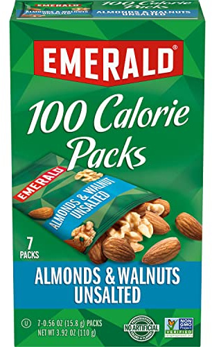 Emerald Unsalted Almonds & Walnuts, 100-Calorie Snack Packs, 7 Count