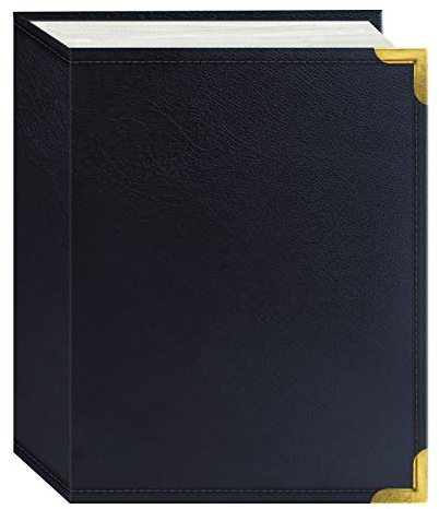 Pioneer Photo Albums E4-100/NB 100 Pocket Navy Blue Sewn Leatherette Cover with Brass Corner Accents Photo Album, 4 by 6-Inch