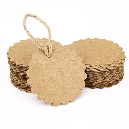 Miya® 100tlg. blumenförmig Papieranhänger Blumen Preisetiketten Geschenk Anhänger Etiketten Anhängeretiketten mit Schnüre Labels Schilder Papieretiketten Karte Blatt Gepäckanhänger Hochzeit Party Etikett DIY Deko