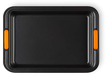 LE CREUSET Antihaft Backform, Rechteckig, 33 x 23 cm, Sauerteigbeständig, Aus Karbonstahl gefertigt, Anthrazit/Orange, 94101039000000